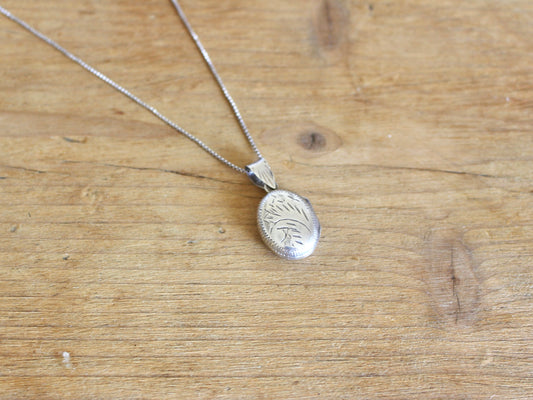 Sterling silver etched locket necklace