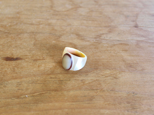 Hand carved pearl ring
