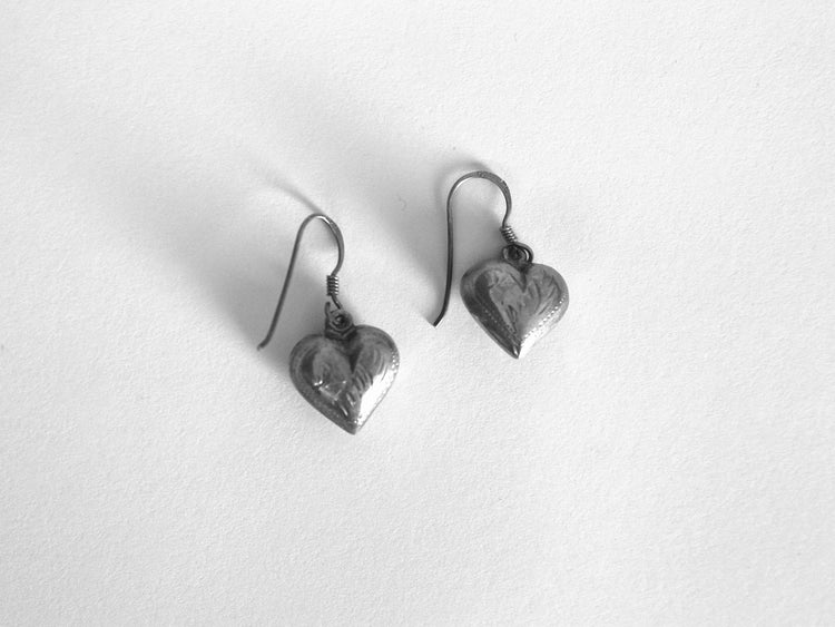 Sterling silver puffy heart earrings