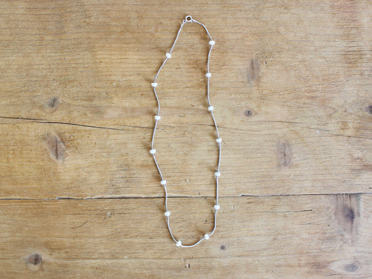 Sterling silver and pearl choker