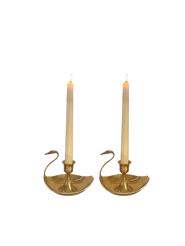 Pair of swan candlestick holders