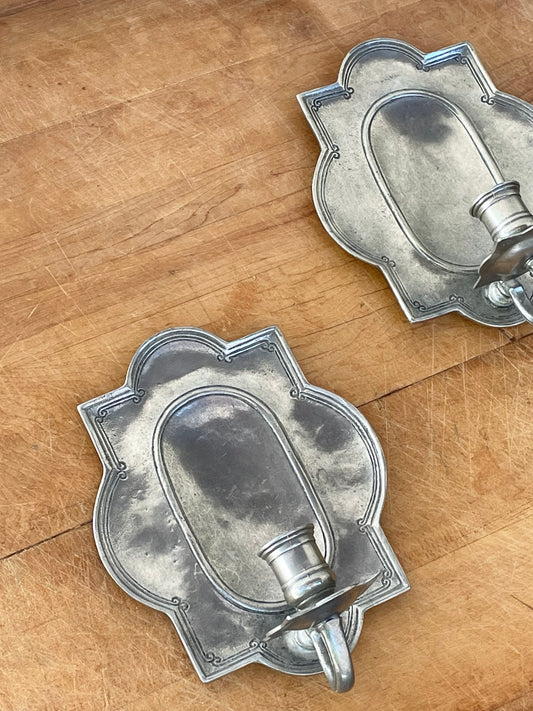 Antique pewter sconces