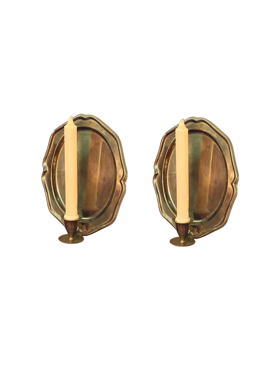 Pair of brass candle sconces
